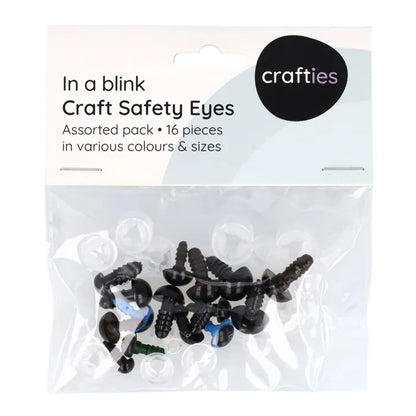 Assortiment d'yeux de sécurité 6-12 mm - lot de 16 pcs
